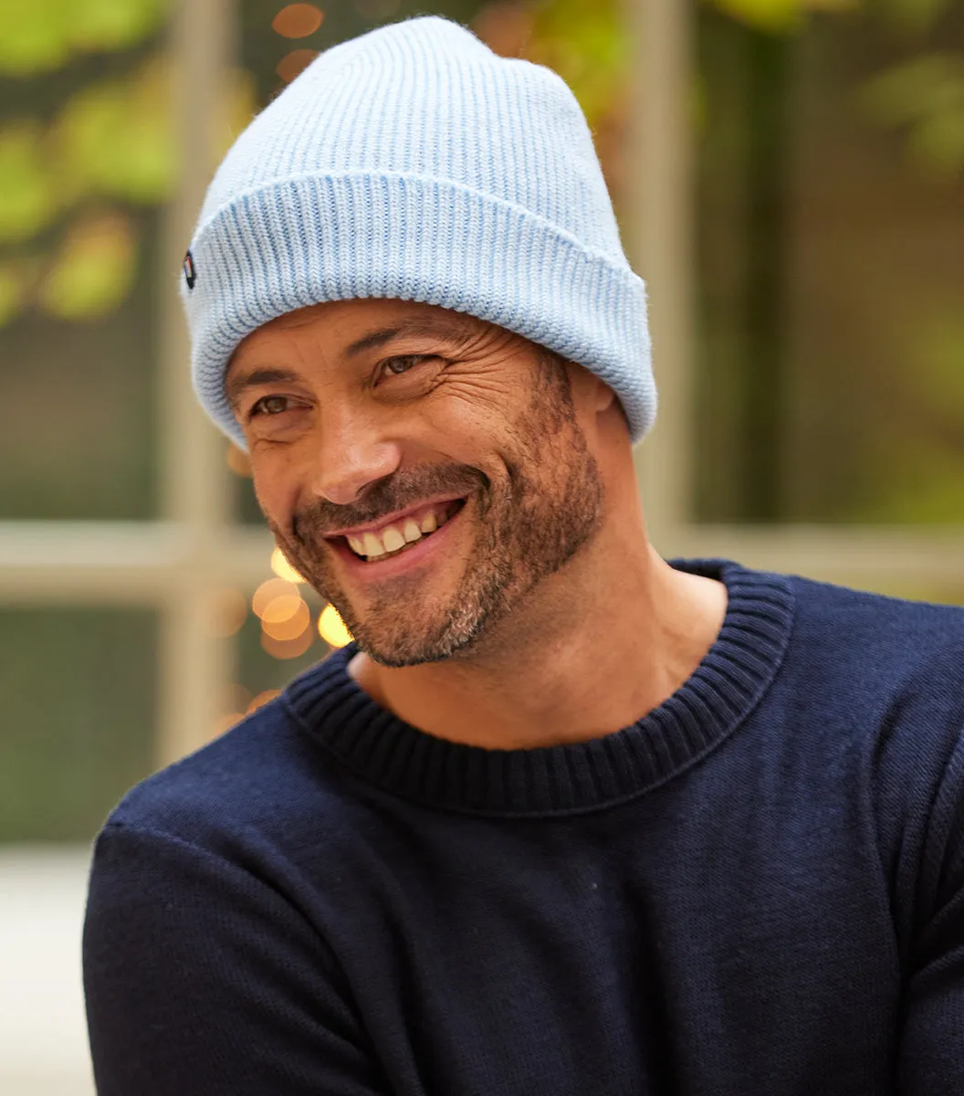 Cocorico bonnet homme ciel laine mérinos