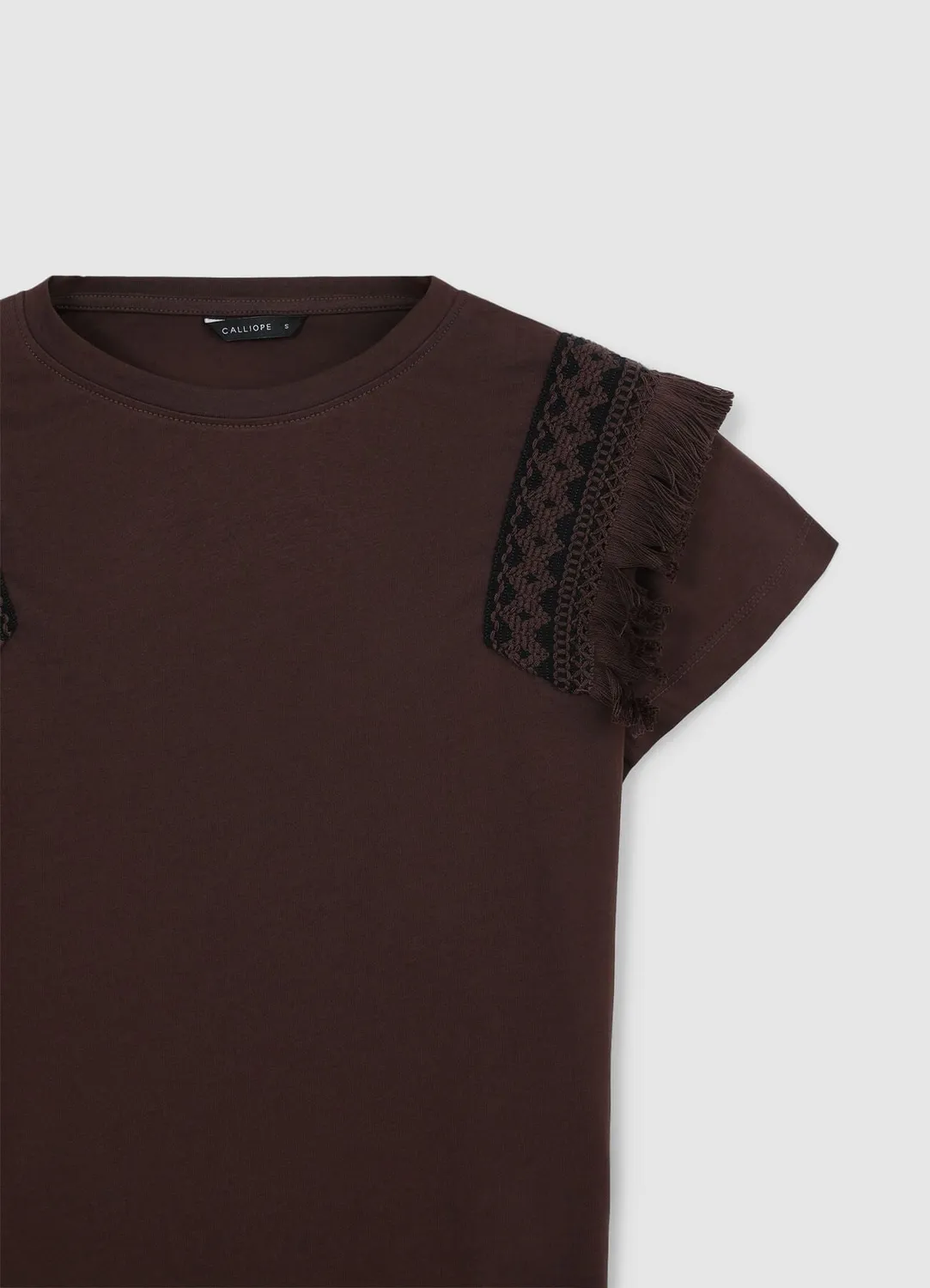 Calliope T-shirt Passementerie Femme Coton Col Rond