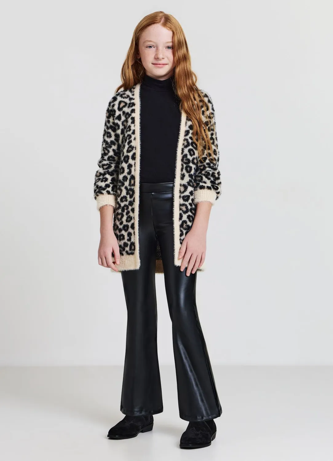 Calliope cardigan fille ouvert imprimé léopard