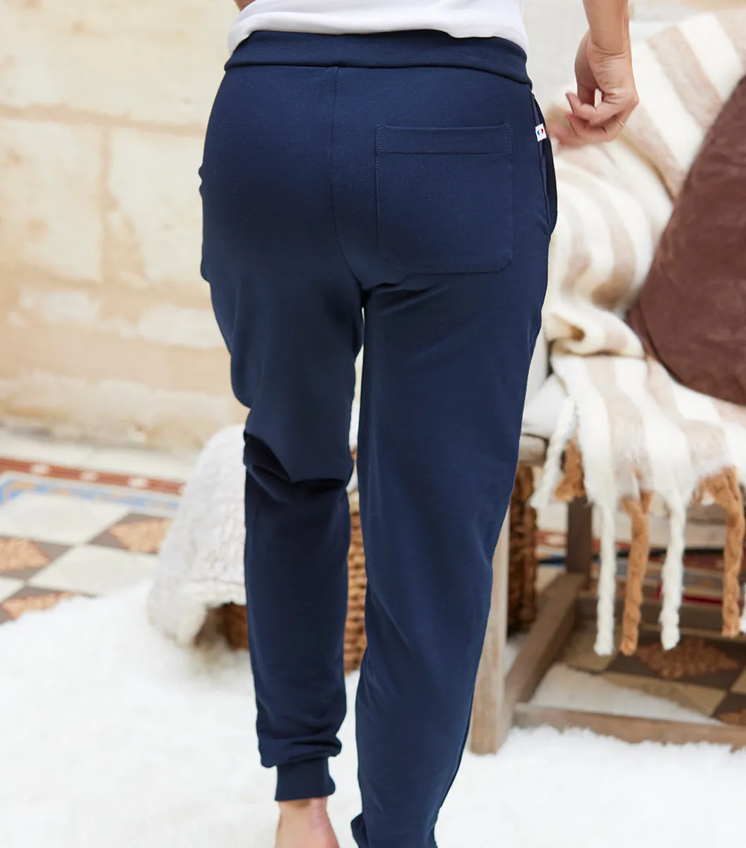 Cocorico Intemporel jogging femme marine coton