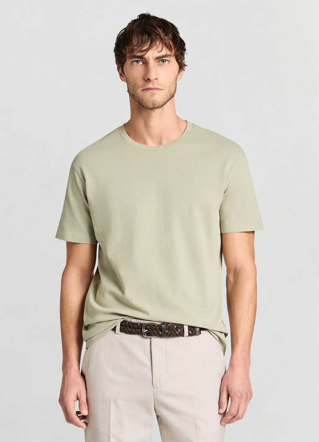 Calliope T-shirt homme piqué col rond uni manches courtes