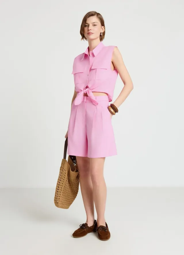 Calliope Bermuda lin taille haute femme