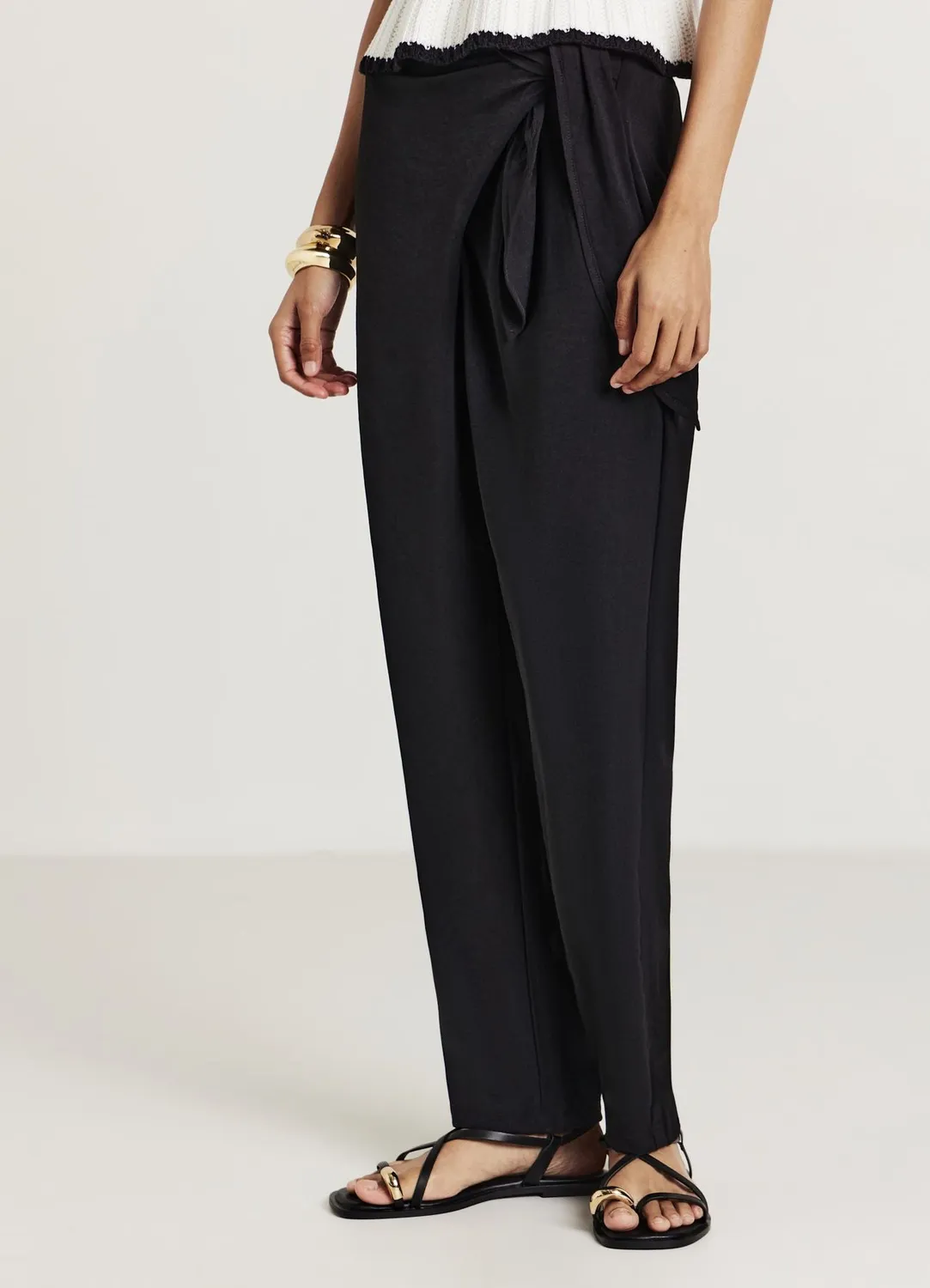 Calliope pantalon femme noué uni fermeture latérale