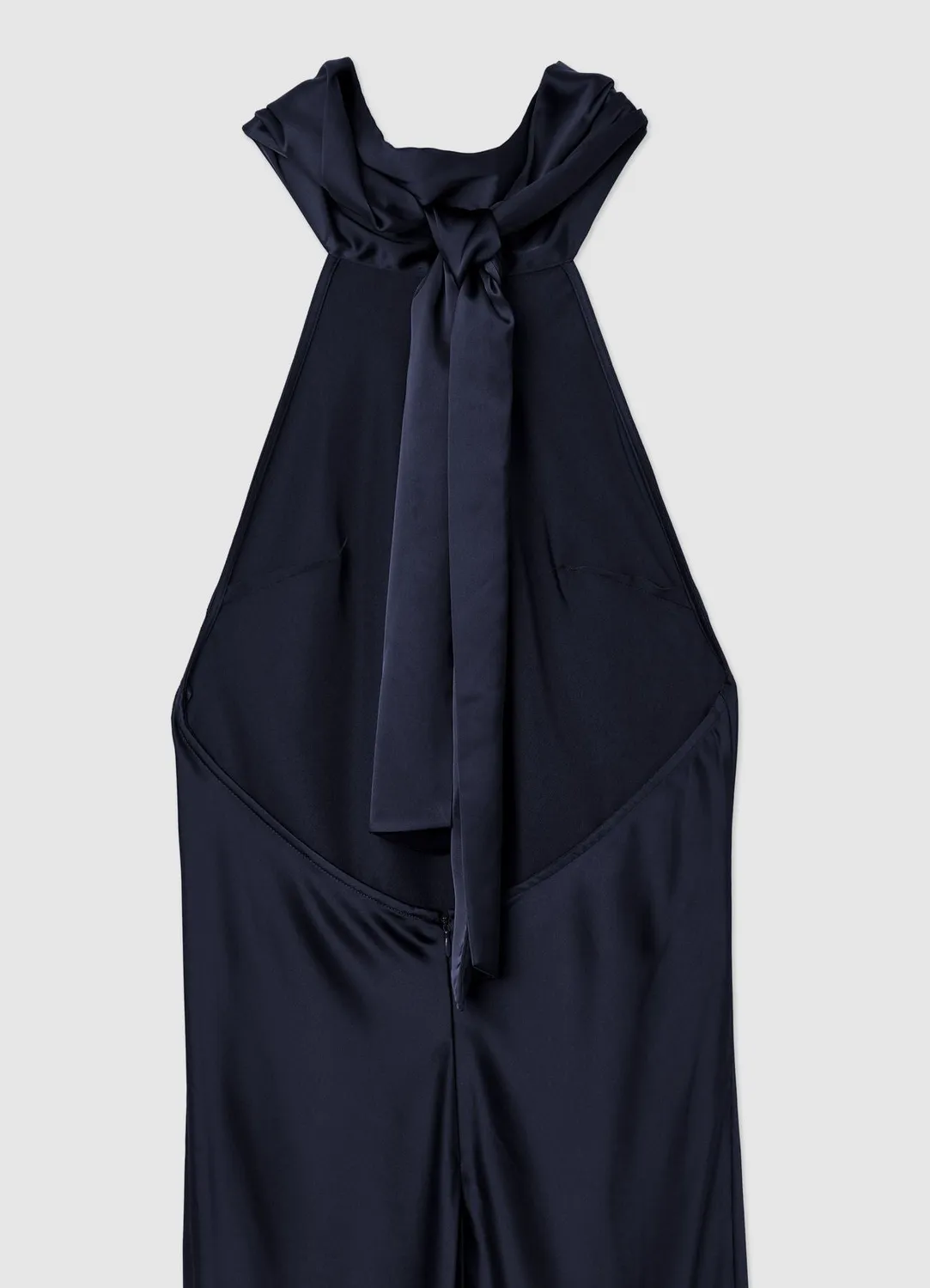 Calliope robe longue halterneck effet satiné unie