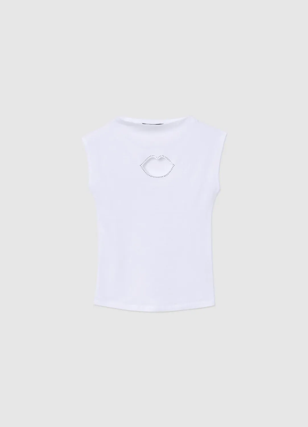 Calliope cut out t-shirt femme bouche strass
