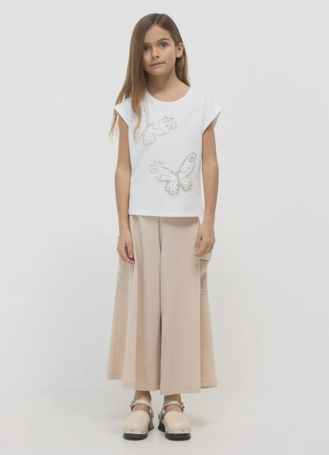 Calliope t-shirt fille coton papillon paillettes sans manches