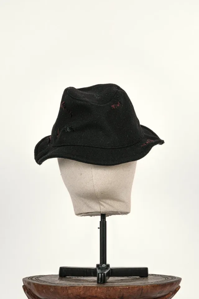 Erevan Flannel Aged Noir chapeau flanelle écossaise