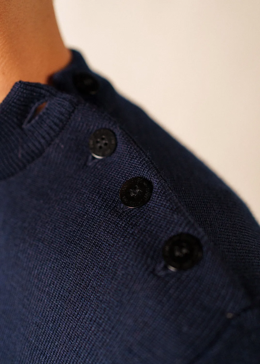 Saint James Officier pull marin marine laine ajusté