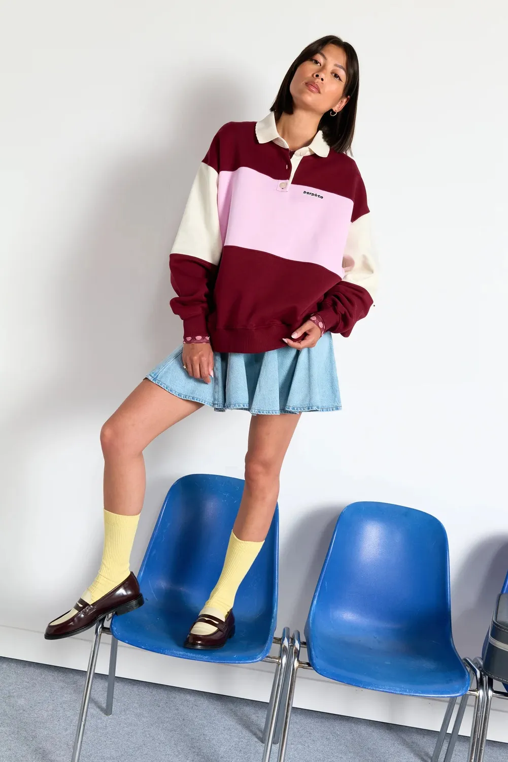 Perpète Linda sweat bordeaux coton bio oversize