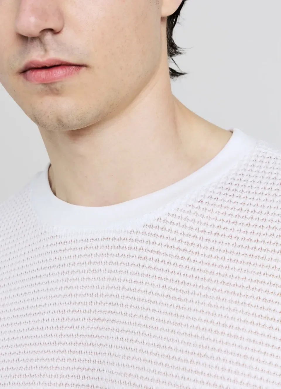 Calliope T-shirt homme travaillé col rond uni manches courtes