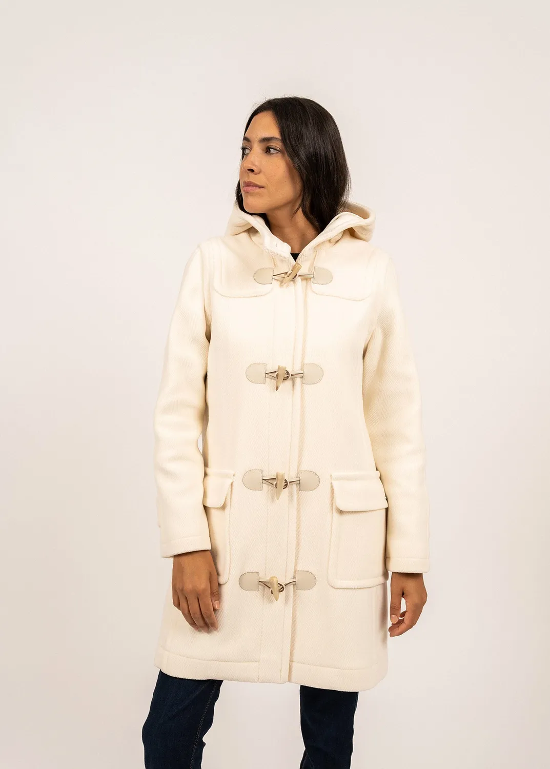 Saint James Vénus duffle-coat blanc d'hiver chevrons
