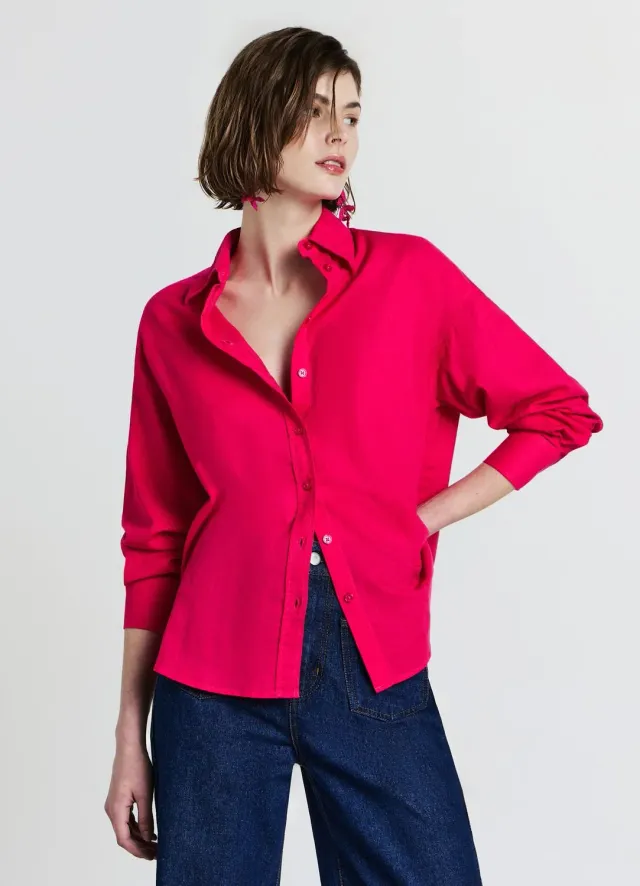 Calliope chemise mélange lin manches longues femme