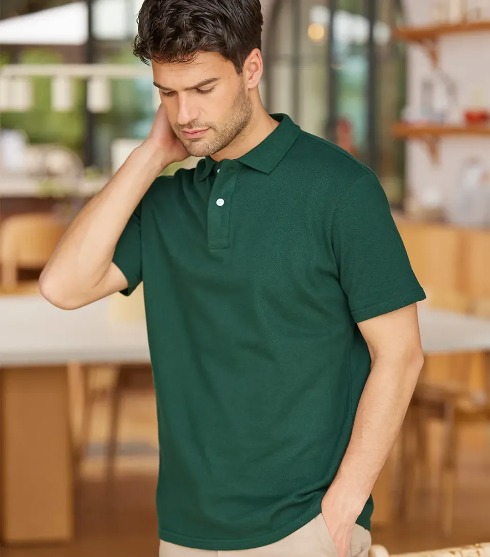 Cocorico Intemporel Sapin polo homme vert coton