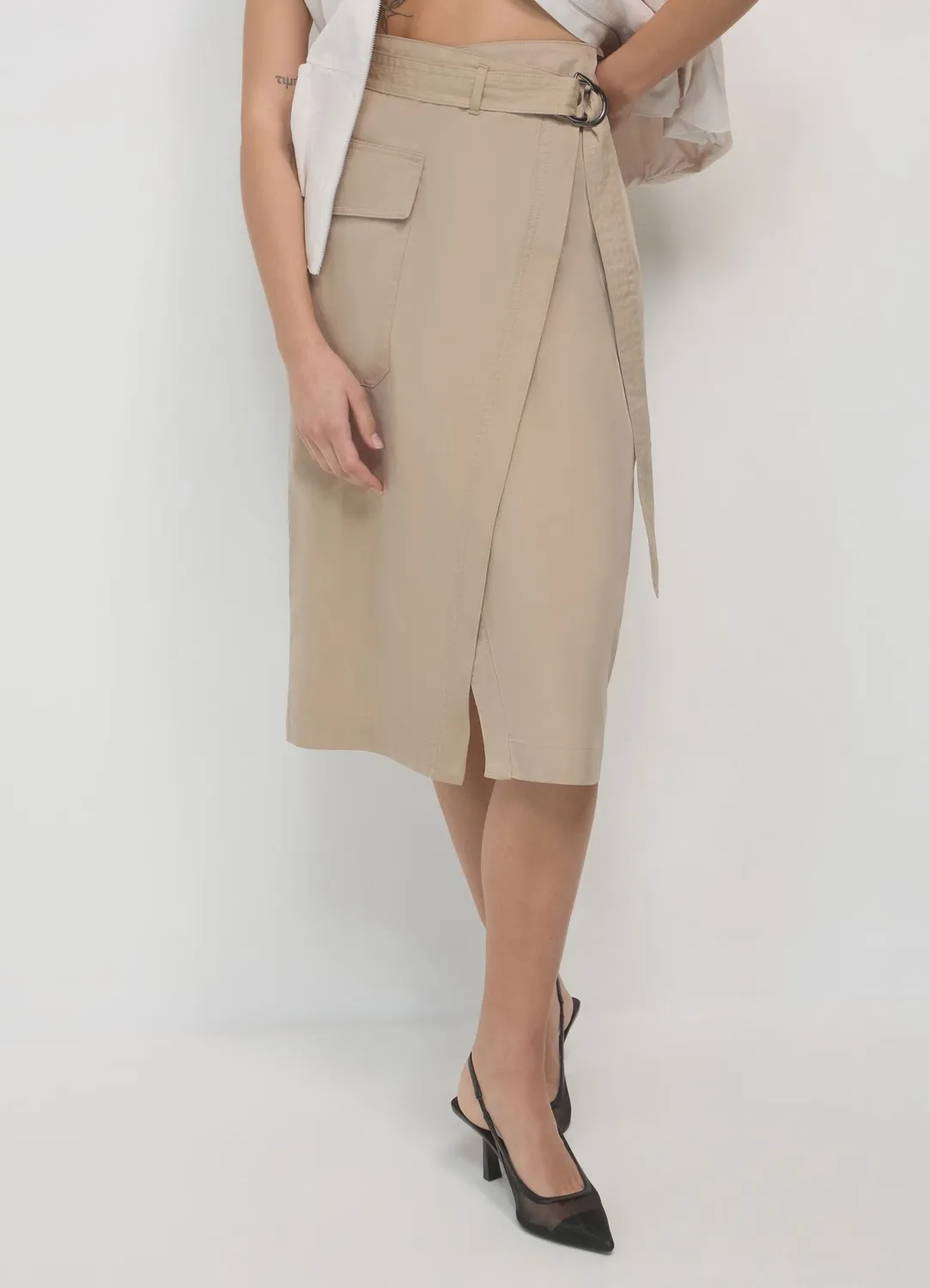 Calliope jupe panneau femme coton ceinture à nouer