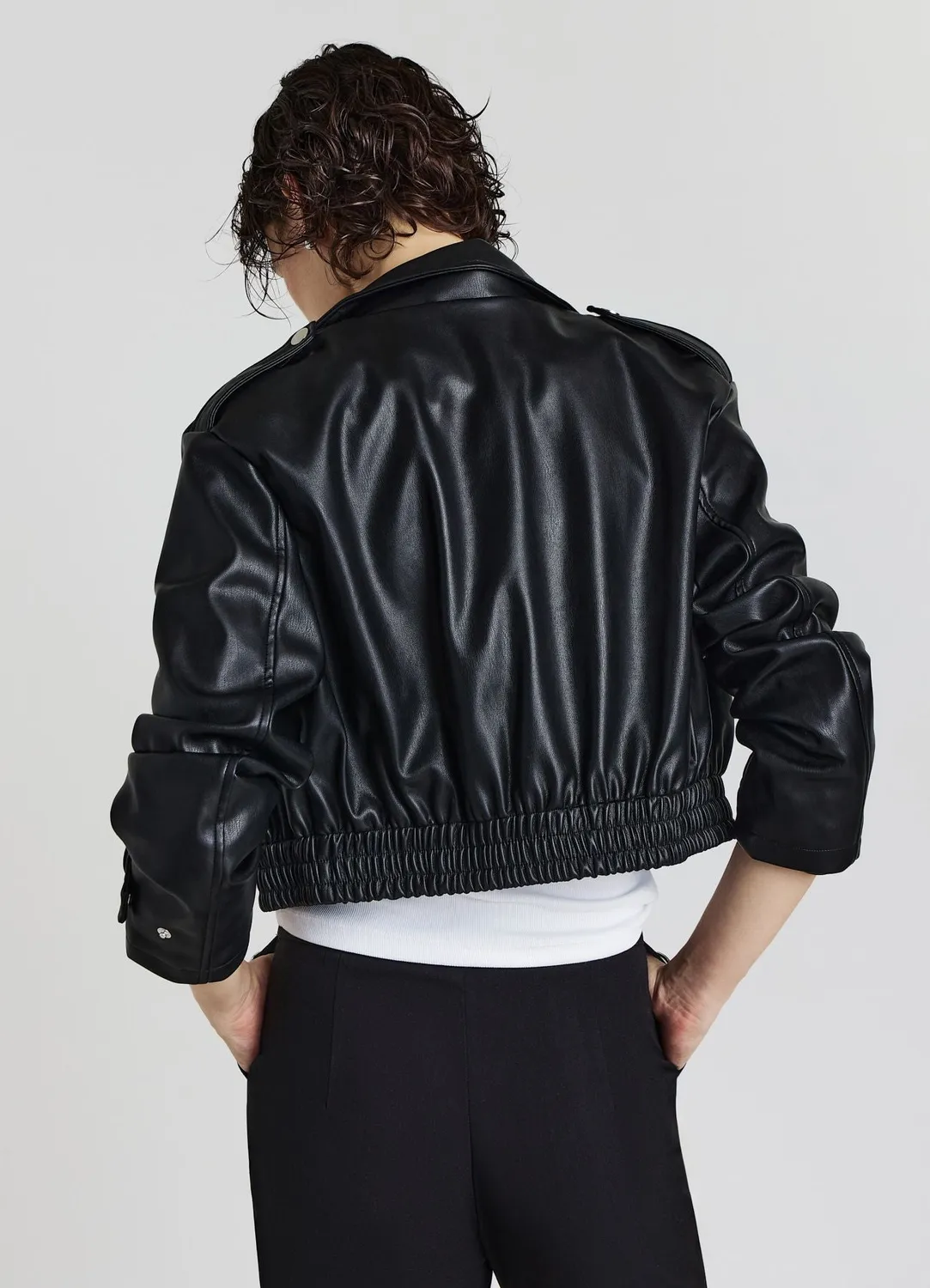 Calliope blouson crop simili cuir femme noir