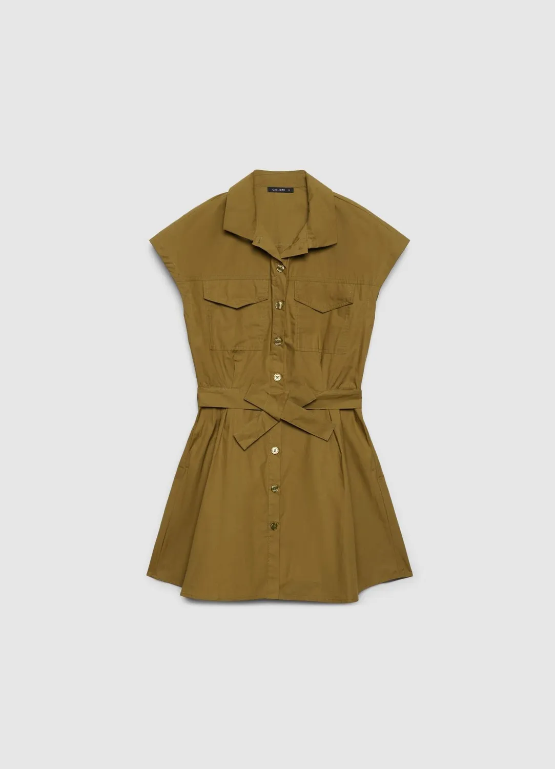 Calliope robe chemisier sans manches ceinture évasée