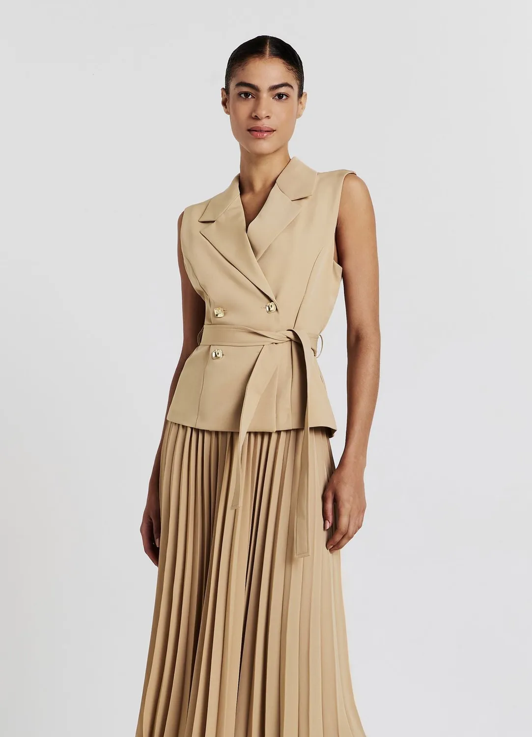 Calliope robe gilet femme jupe plissée boutonnée