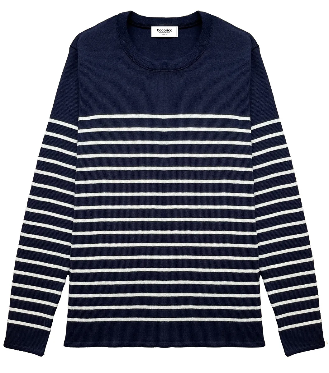 Cocorico Marinière pull femme coton marine