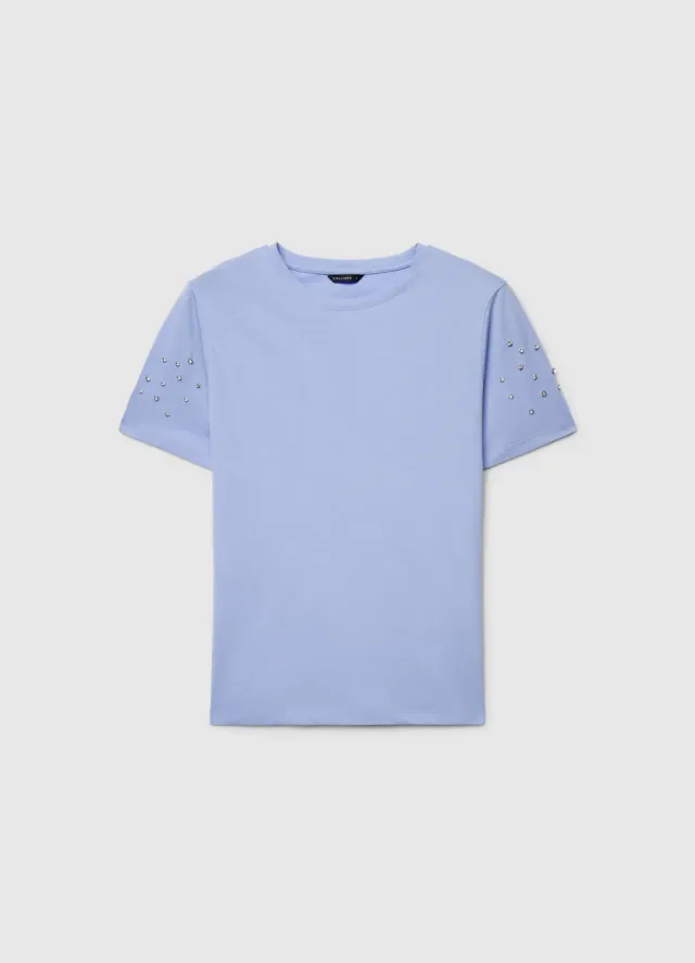 Calliope T-shirt manches strass femme uni col rond