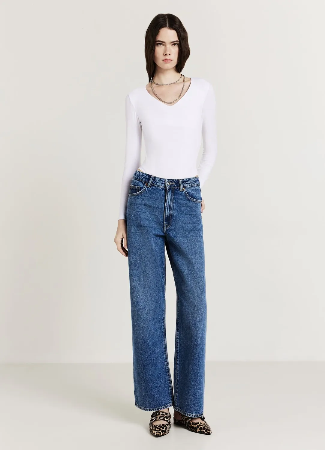 Calliope Body col V femme manches longues coton