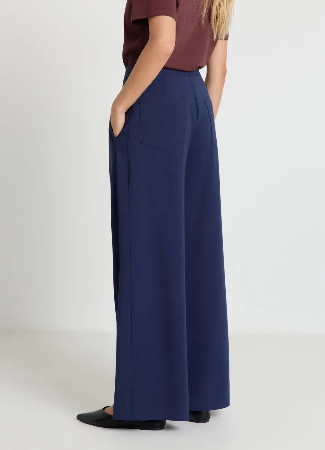 Calliope pantalon palazzo femme pinces uni