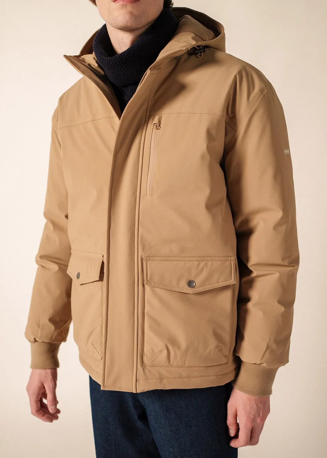 Saint James St Odin manteau beige foncé matelassé