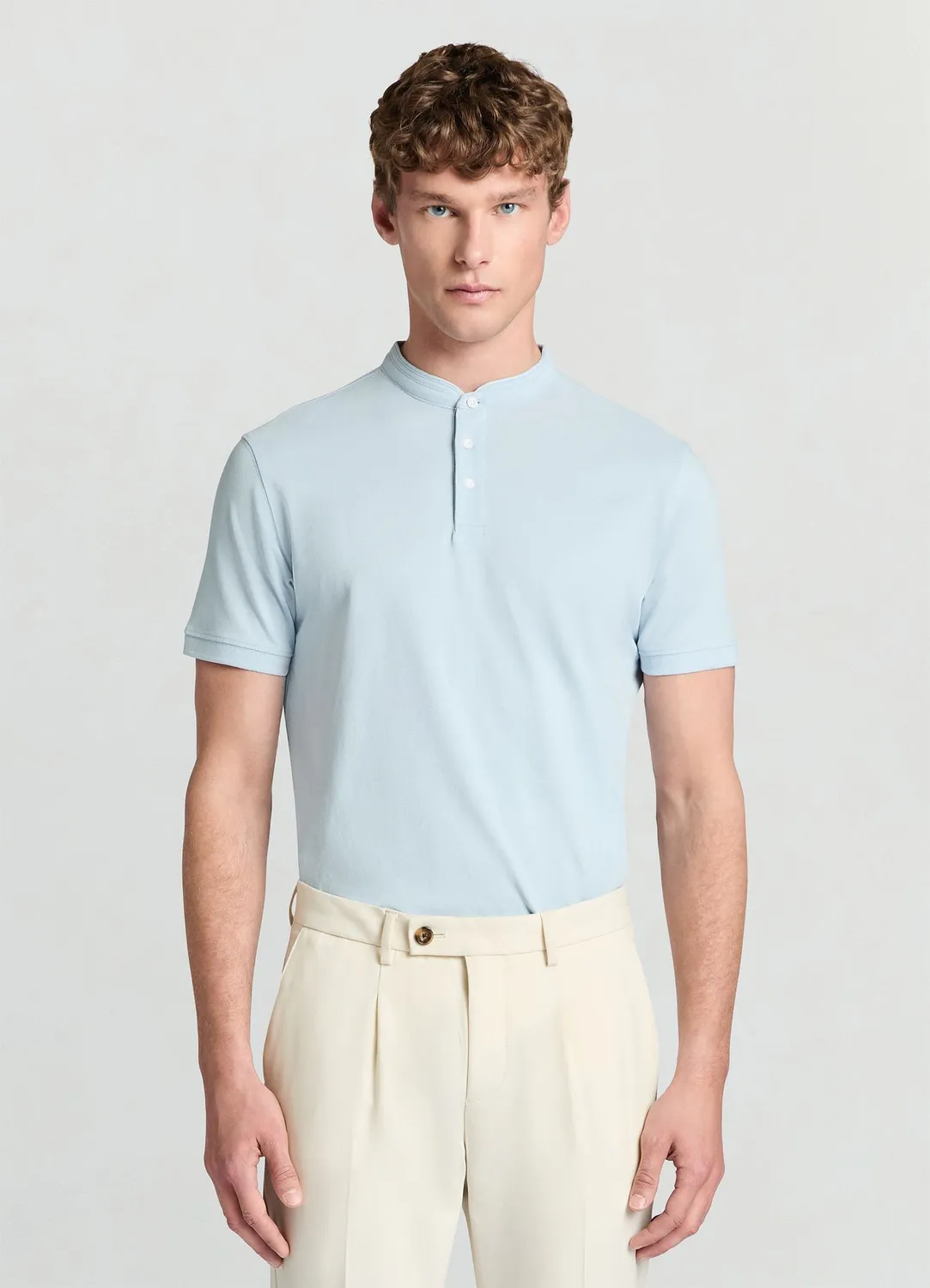 Calliope polo col coréen homme 3 boutons