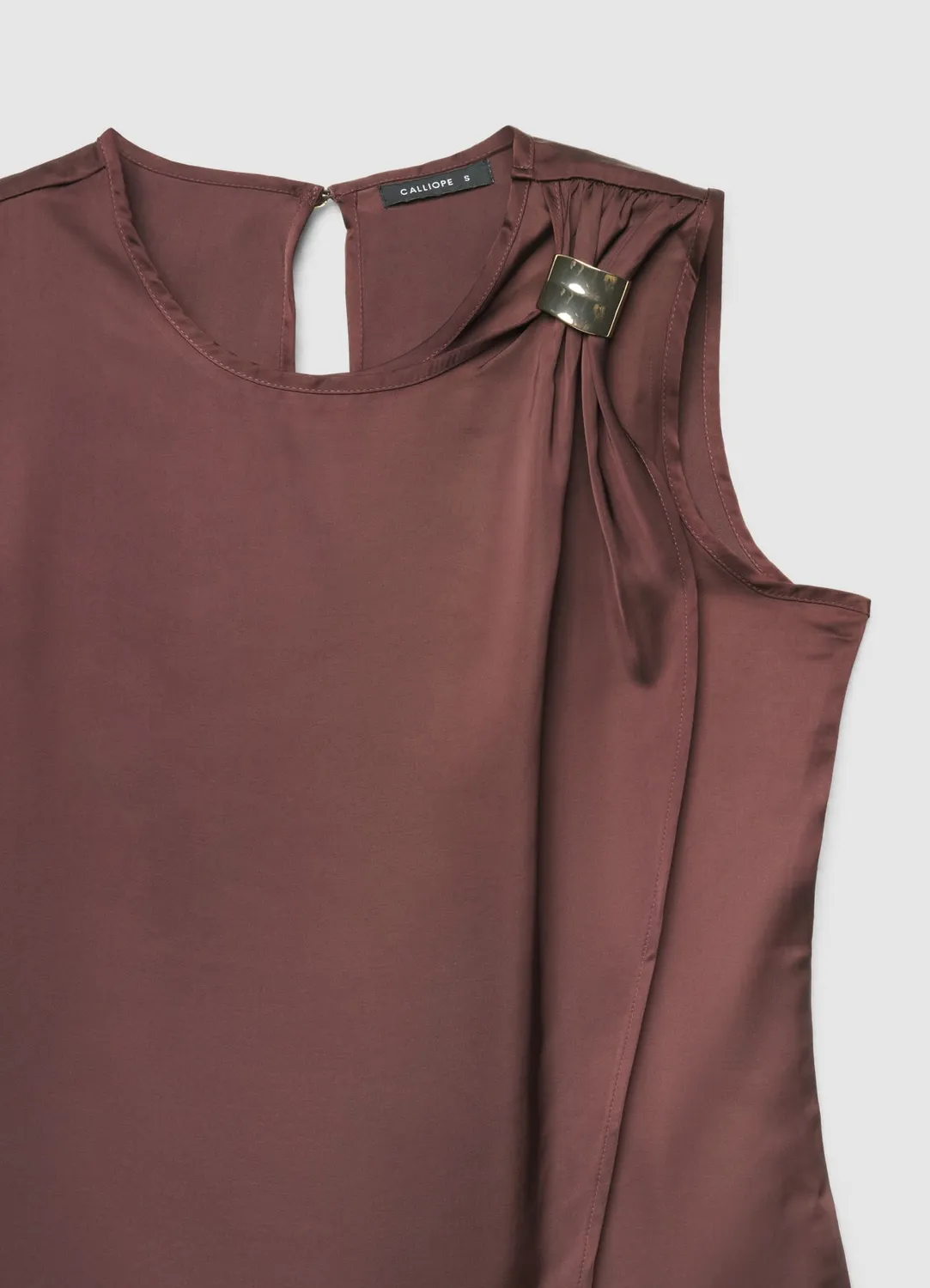 Calliope top femme asymétrique satiné boucle