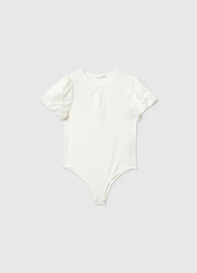 Calliope body fille manches bouffantes perles