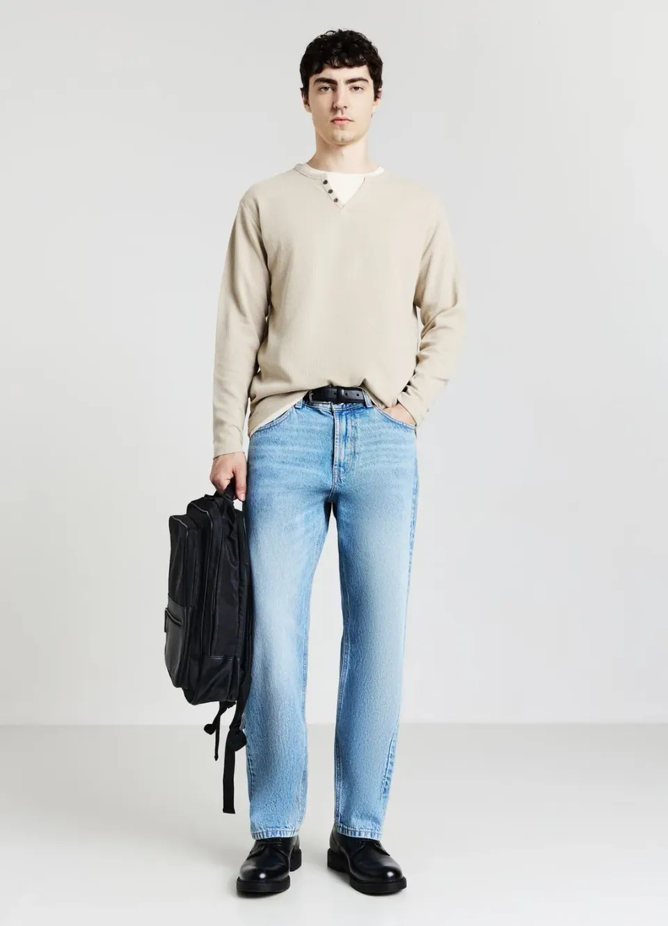 Calliope T-shirt manches longues col serafino homme L uni