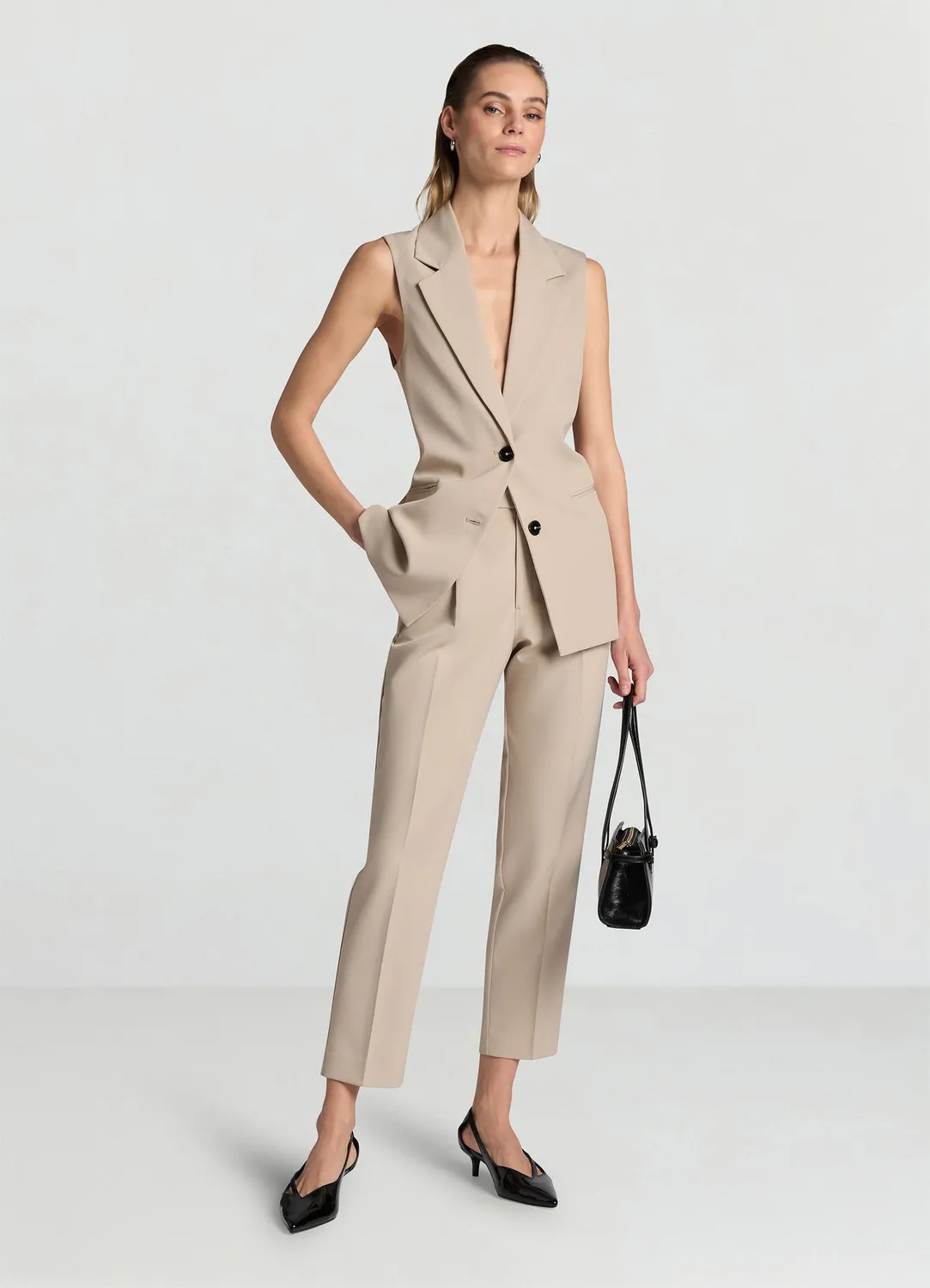 Calliope gilet long femme uni 2 boutons