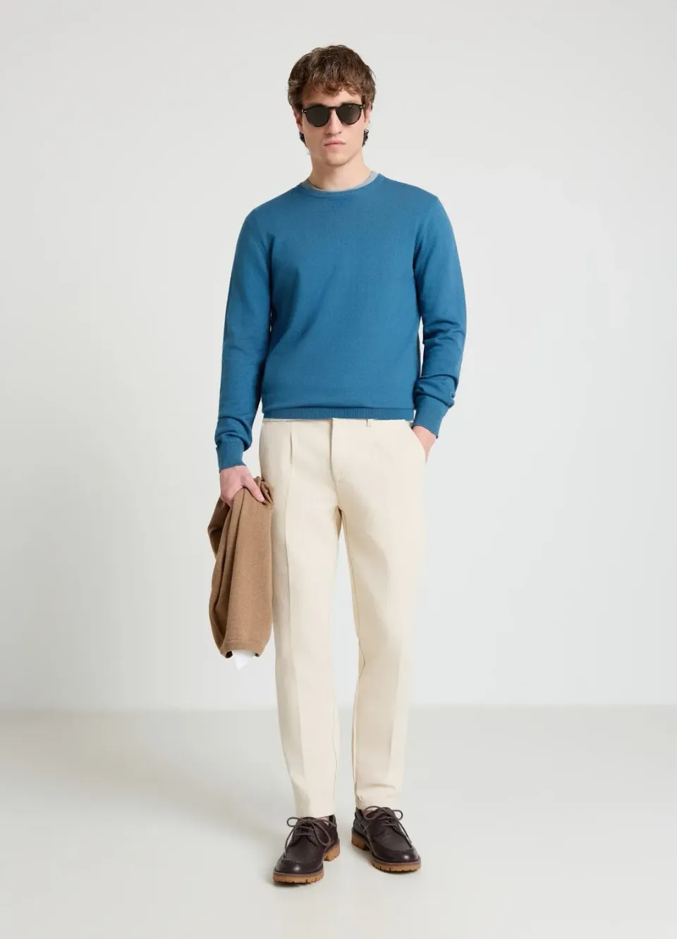 Calliope Pull col rond homme uni manches longues
