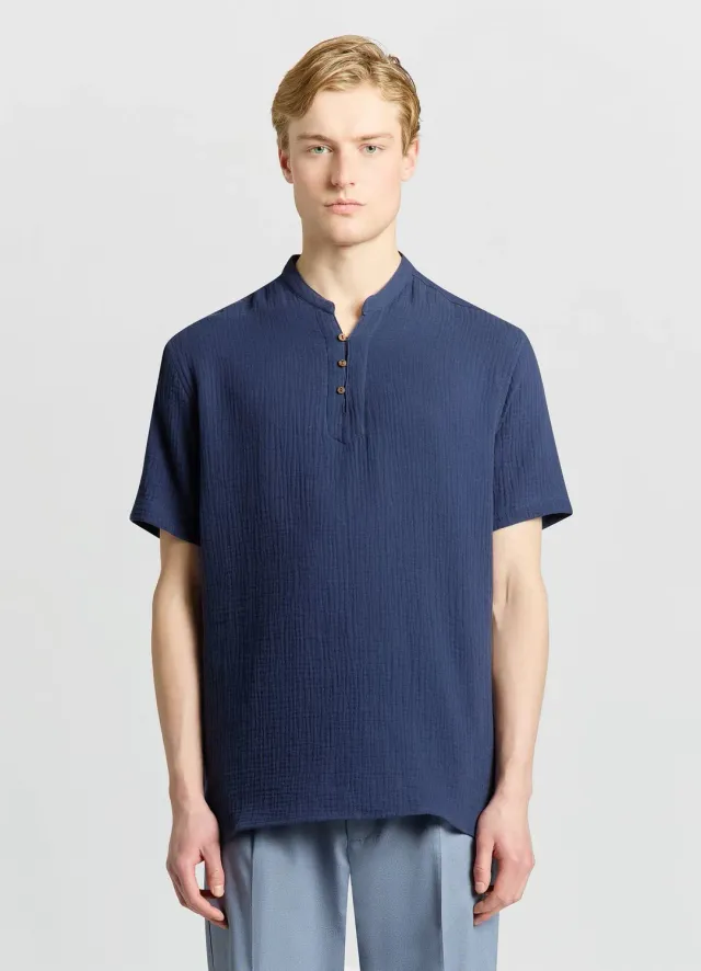 Calliope chemise col mao homme manches courtes