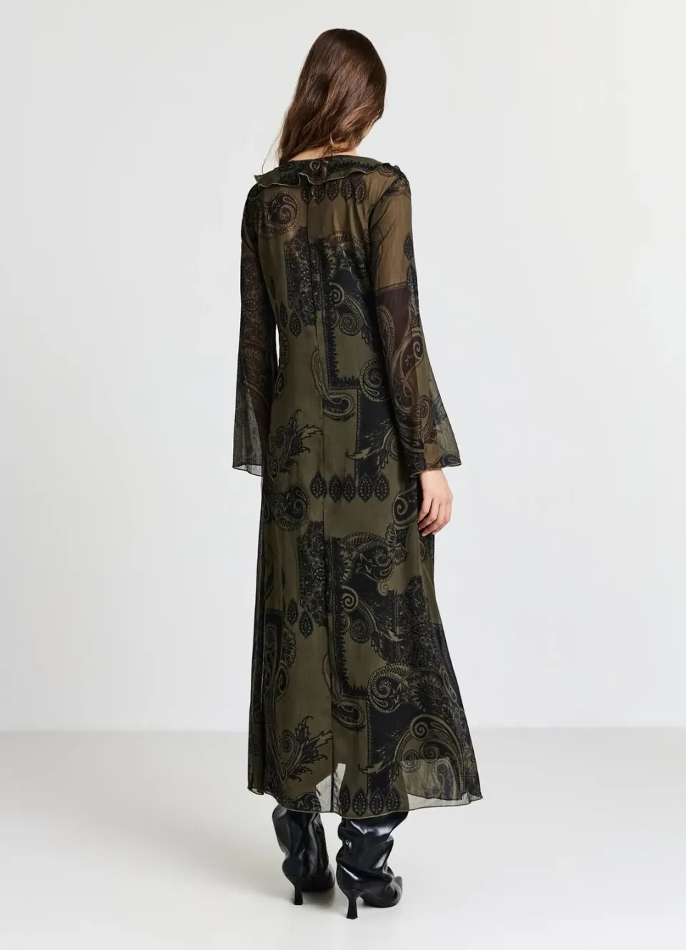 Calliope robe longue paisley georgette manches longues fluide