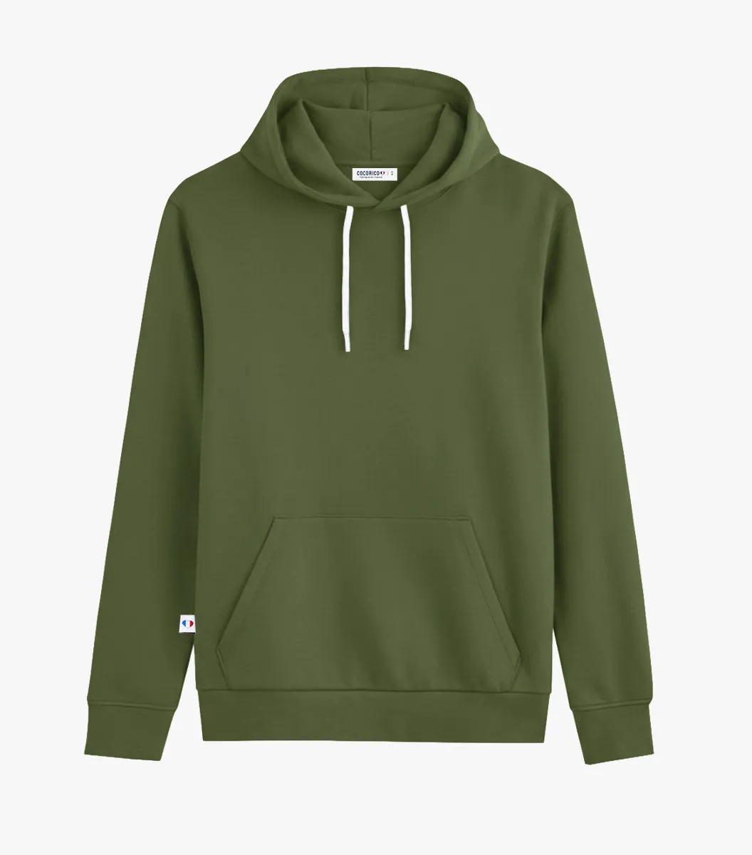 Cocorico Intemporel sweat capuche homme kaki coton