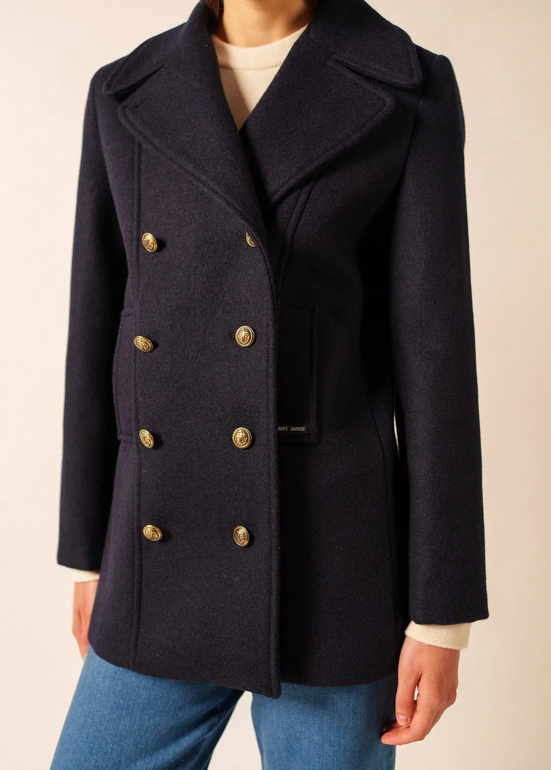 Saint James Voilure caban laine navy femme