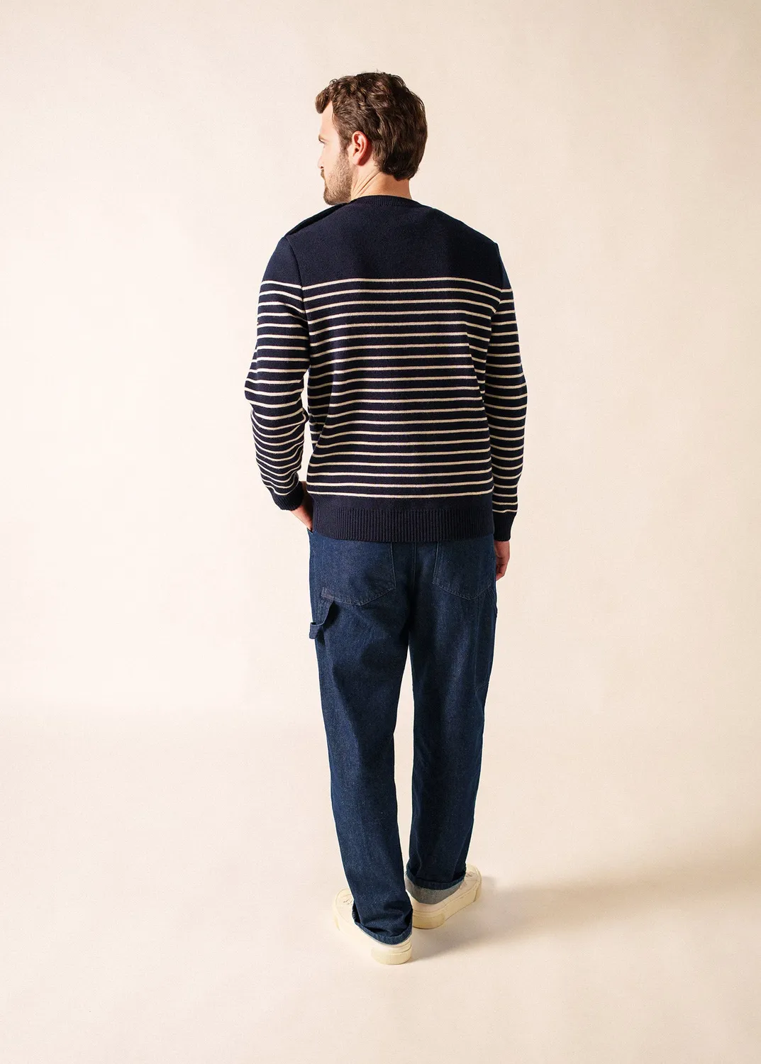 Saint James Binic pull marin marine/écru laine