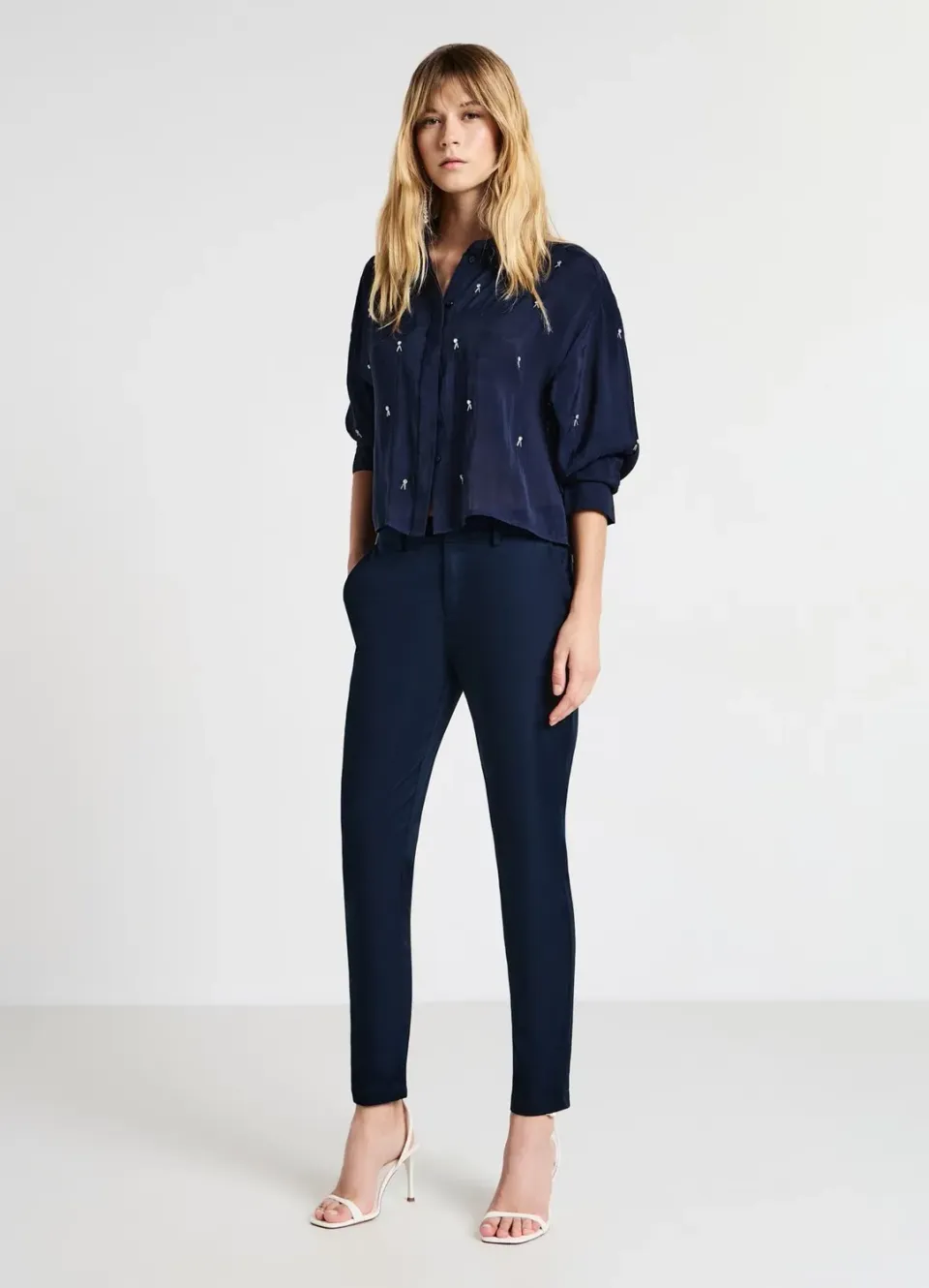 Calliope pantalon rasatello coton femme uni