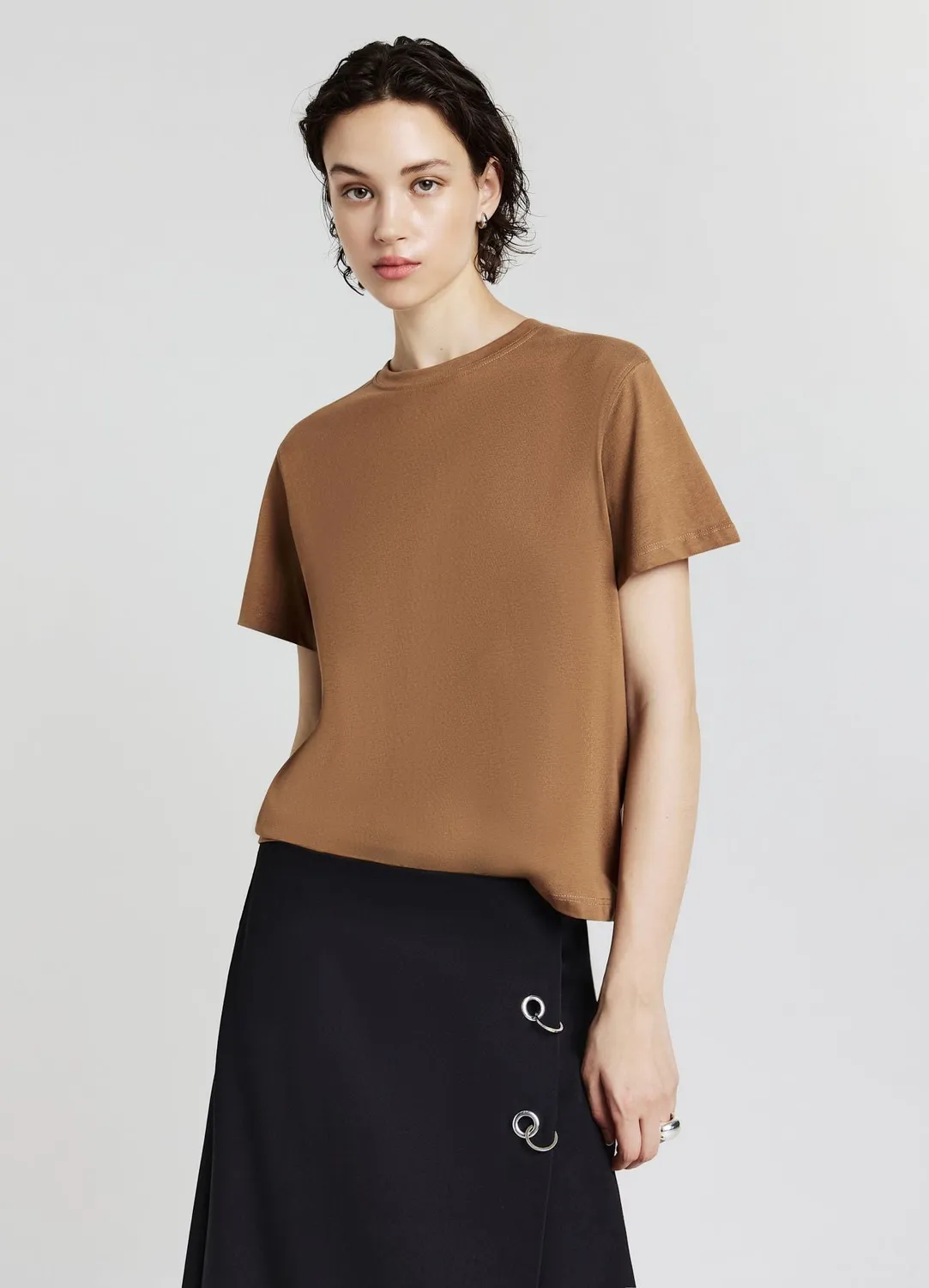 Calliope t-shirt coton uni femme col rond
