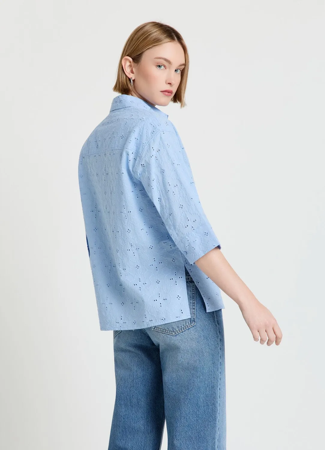 Calliope Chemise sangallo femme oversize manches courtes