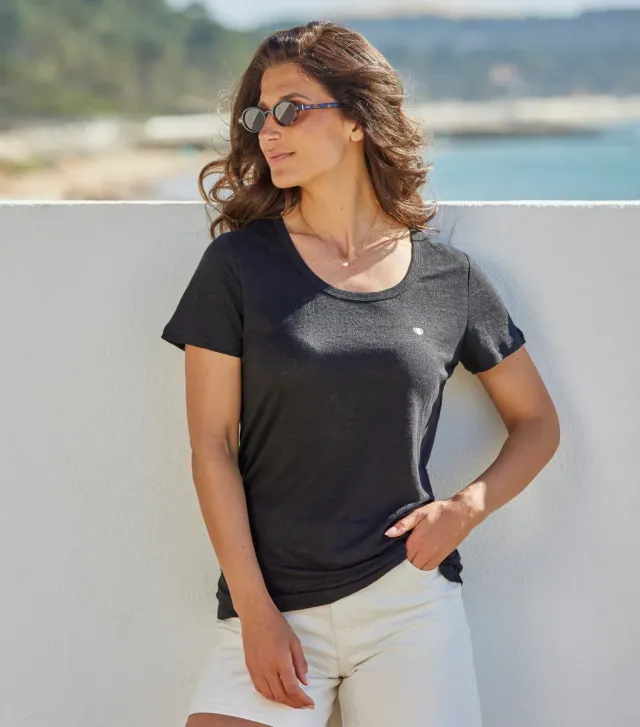 Cocorico Iconique t-shirt femme lin noir