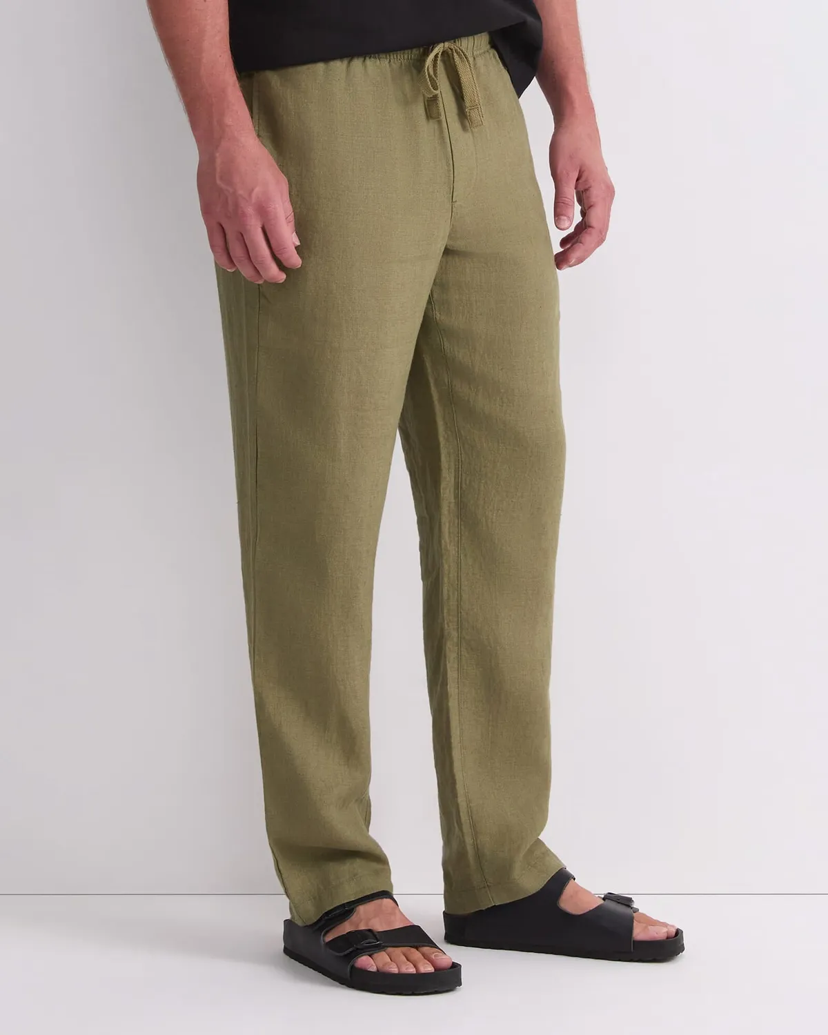 Caffery Yarn-Dyed pantalon lin homme droit