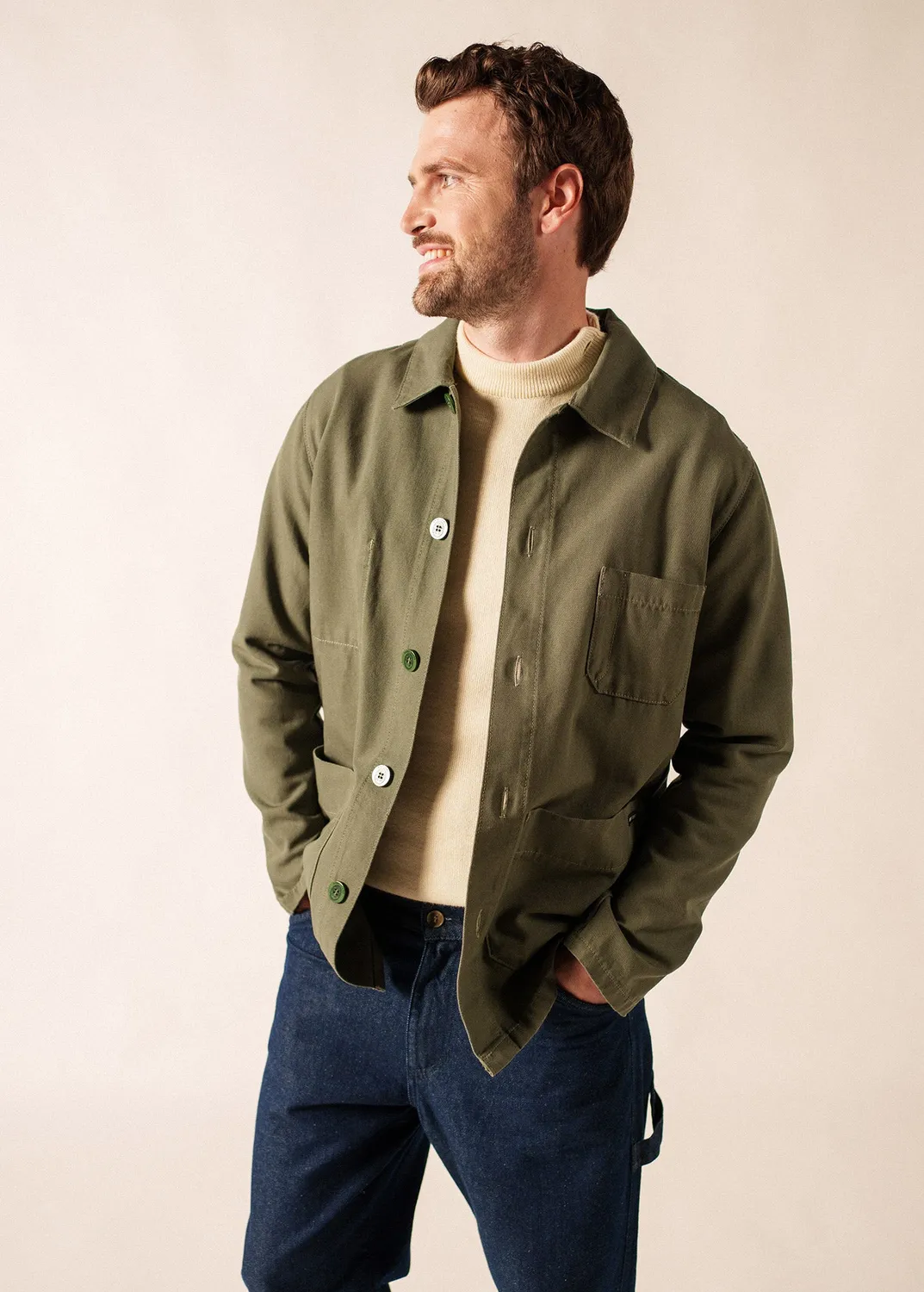 Saint James Veste Sirocco Toile Coton Algue Droite
