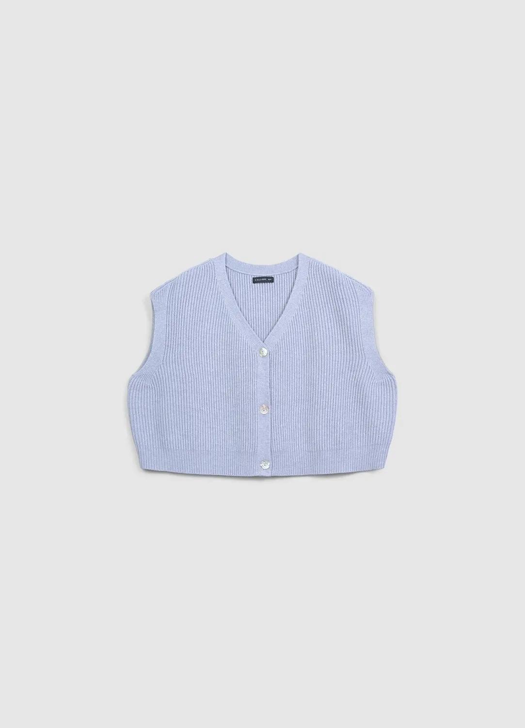 Calliope Gilet À Côtes femme col V boutonné sans manches