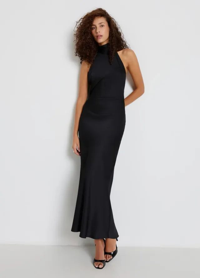 Calliope robe longue satinée femme dos nu nœud