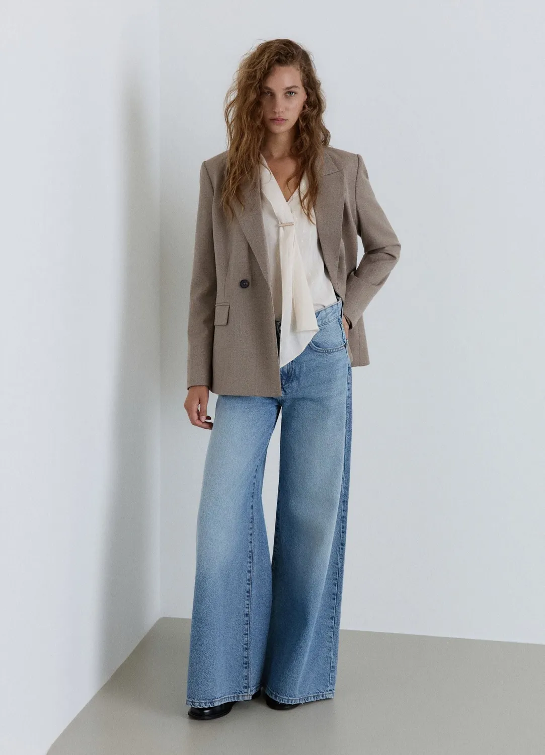 Calliope jean femme wide leg taille basse uni
