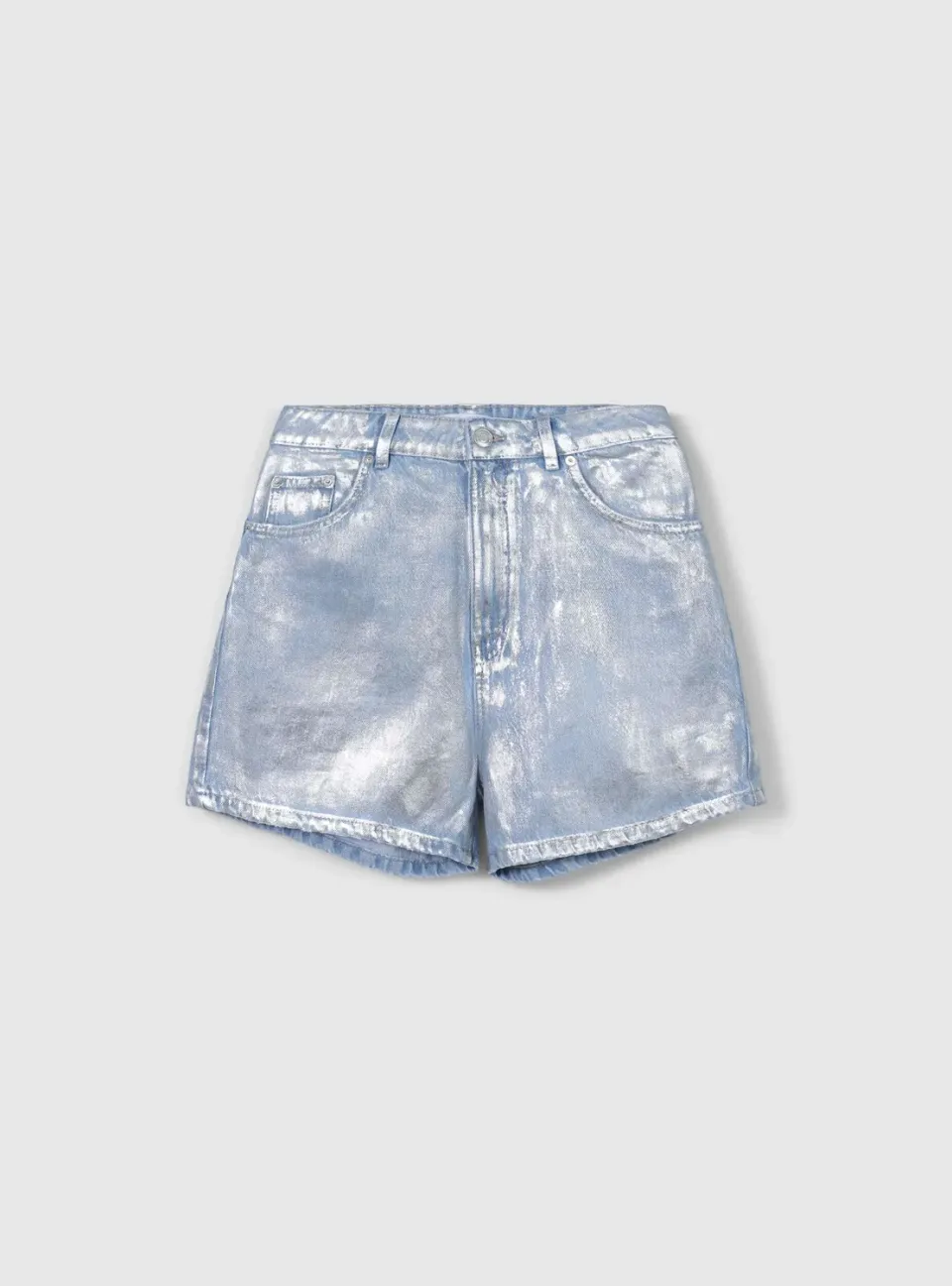 Calliope bermuda jean taille haute effet enduit femme