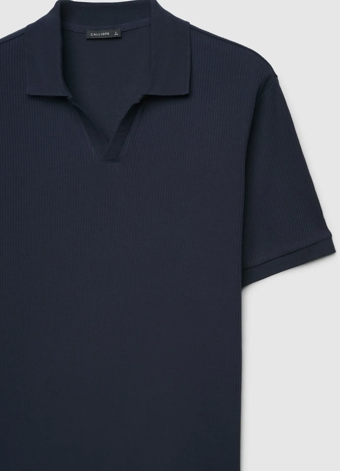 Calliope polo homme L col V manches courtes côtelé