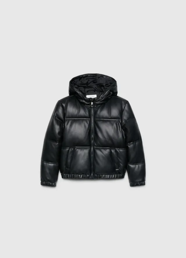 Calliope Blouson matelassé fille capuche effet cuir