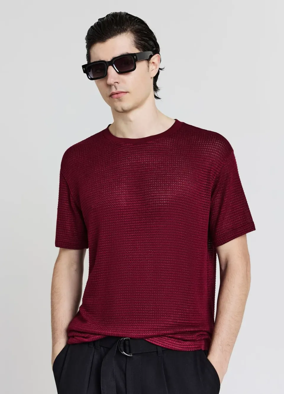 Calliope T-Shirt Texturé Col Rond T-Shirt Homme Uni